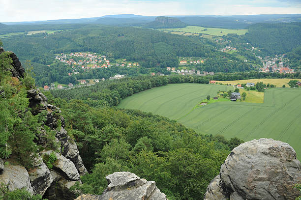 rural scenic in saxony switzerland national park. stock photo