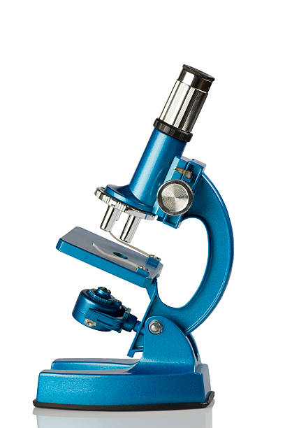 microscopio blu - attrezzatura per la ricerca foto e immagini stock