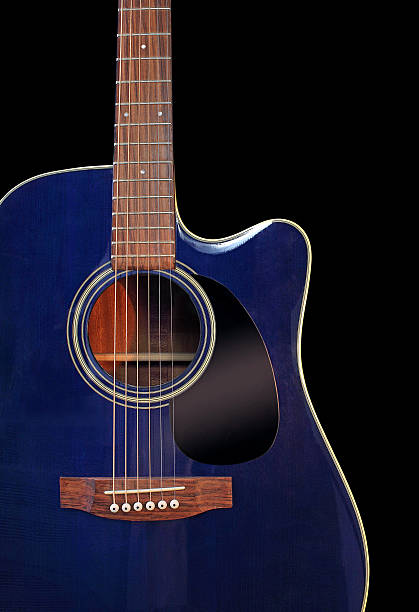 istock Shiny Blue Guitar Isolated on Black Clipping Path 177001964