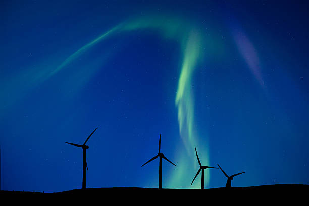 istock Wind Farm And Northern Lights 177002589