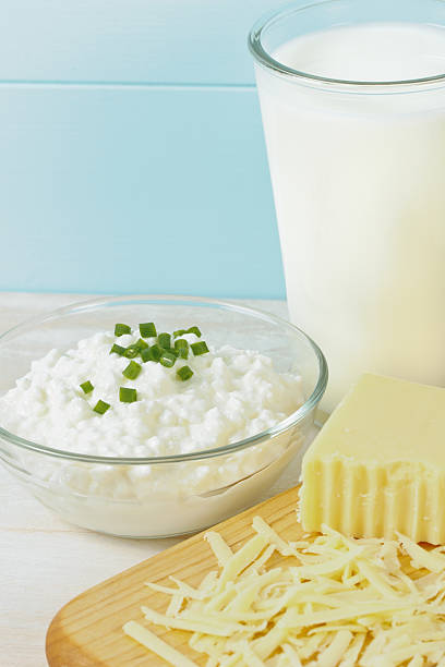 Cтоковое фото Крупный план свежие молочные продукты, сыр