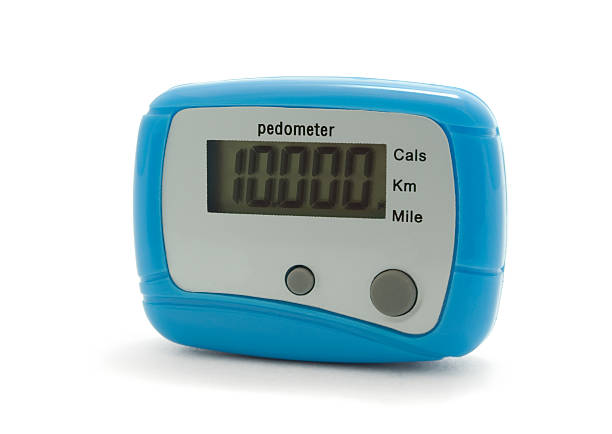 Digital pedometer Blue digital pedometer displaying 10000 steps -  daily norm pedometer photos stock pictures, royalty-free photos & images
