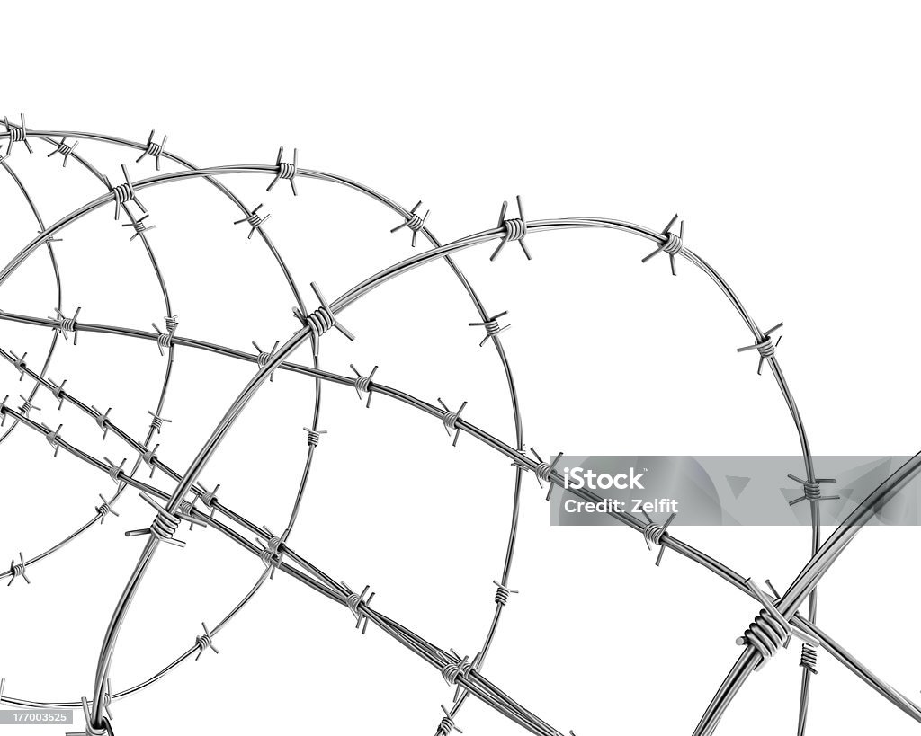 Barbed wire closeup Barbed wire isolated on white closeup Barbed Wire Stock Photo