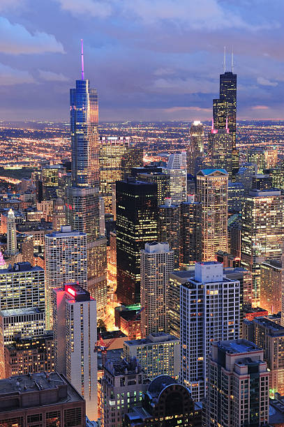 istock Chicago skyline panorama aerial view 177003626