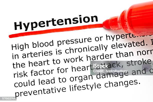 Гипертензия Подчеркнул С Красный Маркер — стоковые фотографии и другие картинки Болезнь - Болезнь, Бумага, Внутренний орган человека