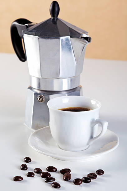 istock Moka pot and cup of espresso coffee 177003809