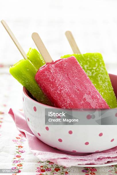 Colorful Ice Lollies Served In A White Pink Bowl Stock Photo - Download Image Now - Bowl, Close-up, Cold Temperature
