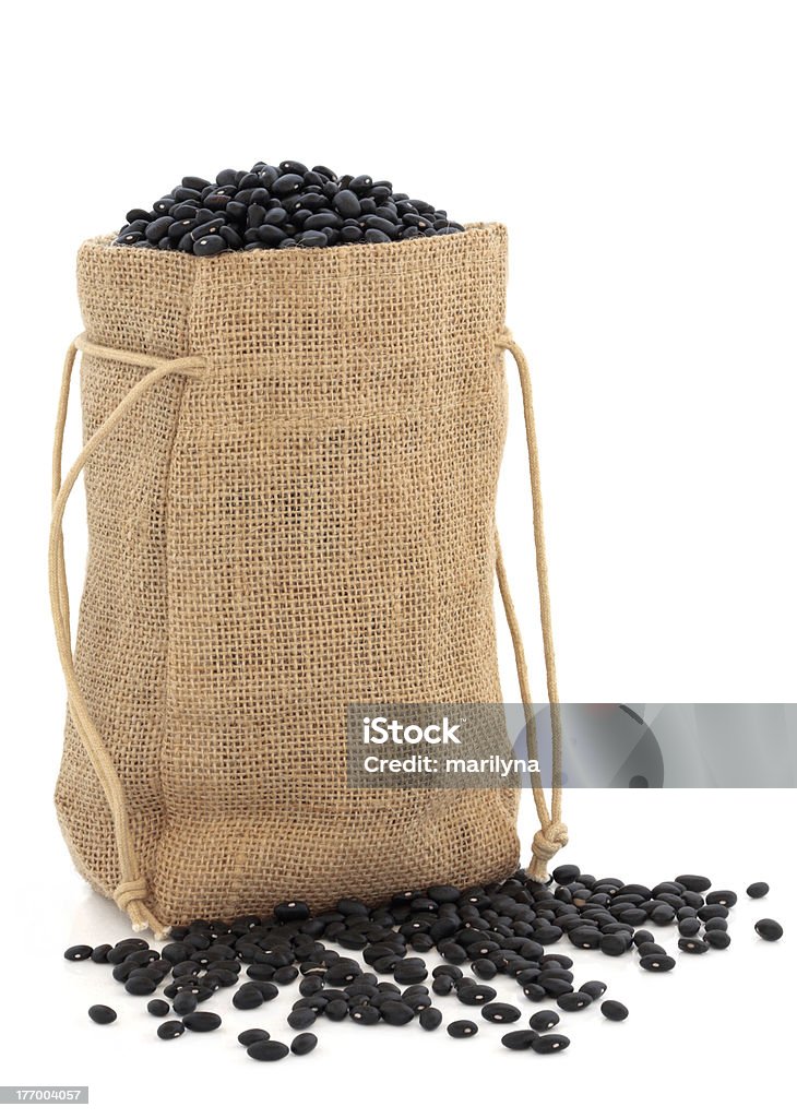ブラックの豆 - 巾着袋のロイヤリティフリーストックフォト