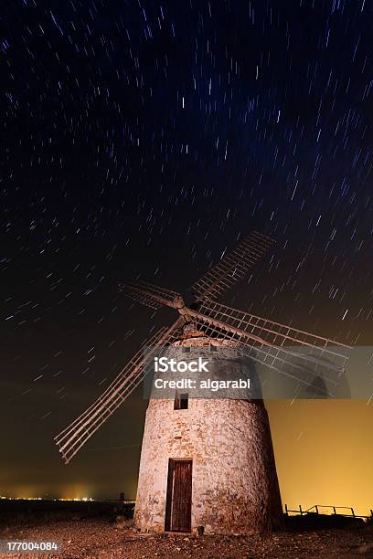 Typical Windmill Surrounded Of Stars In Castilla La Mancha Spai Stock Photo - Download Image Now