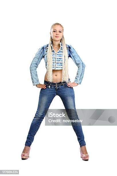 Blonde With Long Hair In Jeans Clothes Stock Photo - Download Image Now -  Adolescence, Adult, Beautiful People - iStock