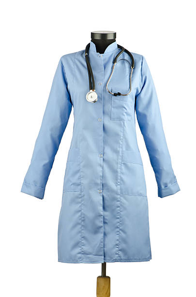 istock Medical coat and stethoscope isolated on white 177005098