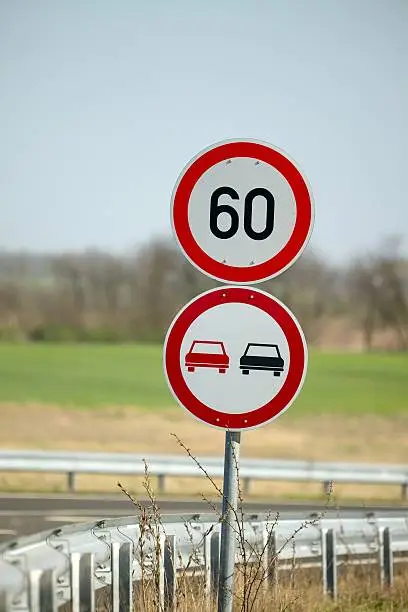Traffic signs on the side of a road
