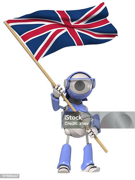 Photo libre de droit de Robot Avec Drapeau Britannique banque d'images et plus d'images libres de droit de Cartoon - Cartoon, Extraterrestre, Forme tridimensionnelle