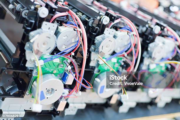 Disassembled Mechanisms Of Printers Stock Photo - Download Image Now - Computer Printer, Machine Part, Vehicle Part