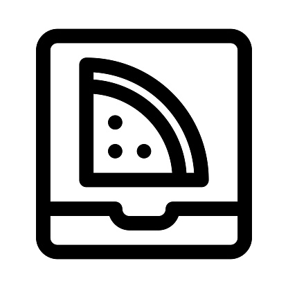 Pizza box in outline icon. Pizza slice, pizza delivery, box, packaging, fast food, food order