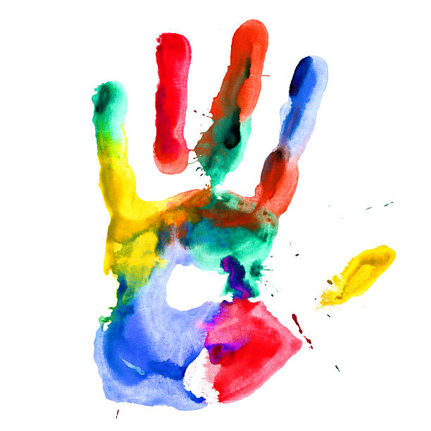 istock Close up of colored hand print. 177007307