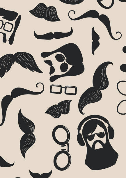 ilustraciones, imágenes clip art, dibujos animados e iconos de stock de patrón con bigote - men old human eye beard