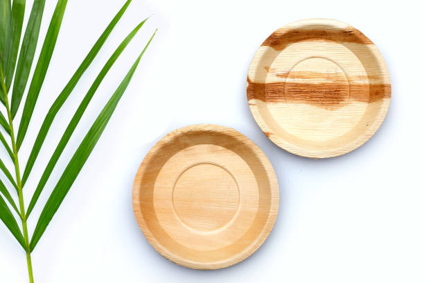 istock Betel palm leaf plates on white background. 1770082826