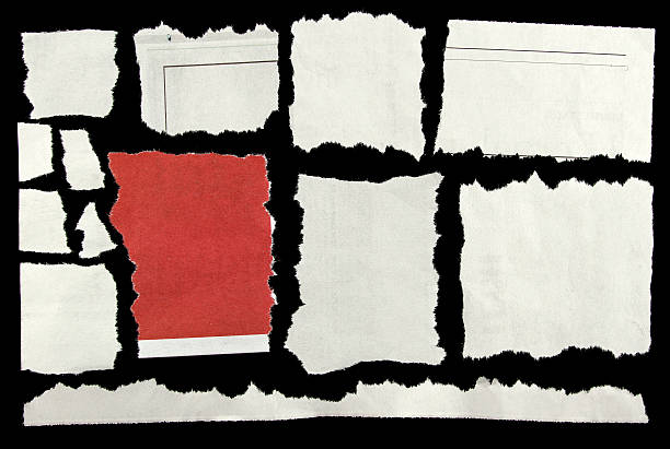 Torn paper Pieces of torn paper on black cutting stock pictures, royalty-free photos & images