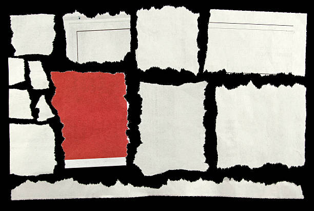 Torn paper Pieces of torn paper on black split pictures stock pictures, royalty-free photos & images