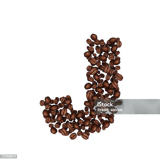 Grãos De Café Letras Letra J - Fotografias de stock e mais imagens de Café - Bebida - Café - Bebida, Castanho, Comida