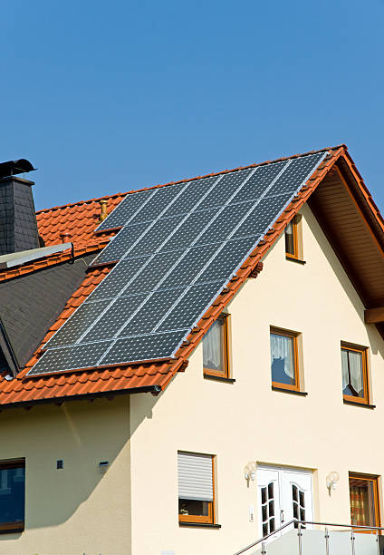 istock Roof with solar panels in Germany 177009417