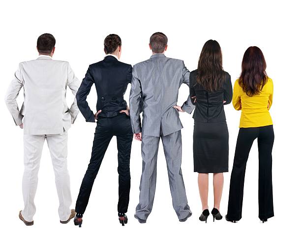 istock Back view of business people looks at wall 177009451