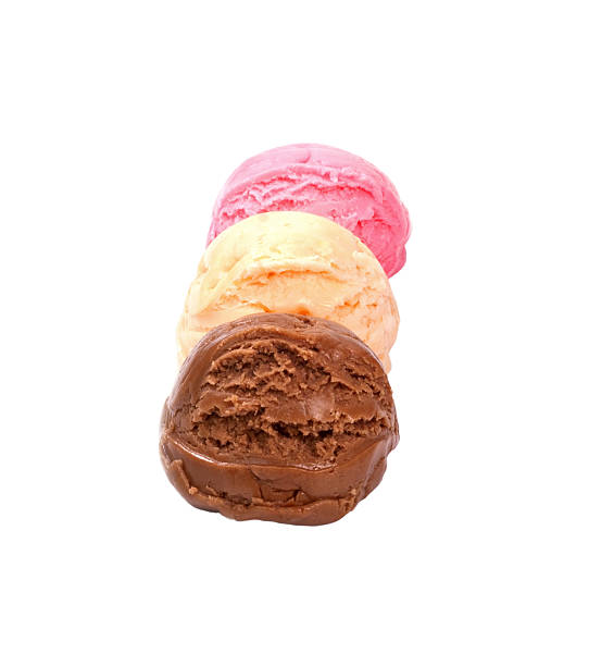 Three scoops of ice cream. Isolated.