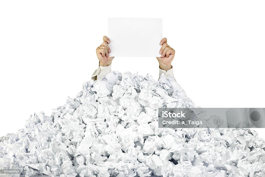 사람 아래 구겨진 더미 종이, 빈 페이지 - 로열티 프리 문서 스톡 사진