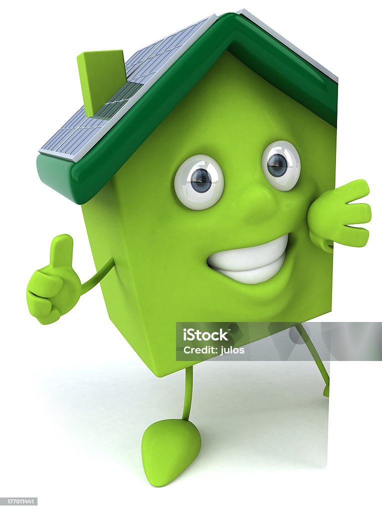 Verde casa con pannelli solari - Foto stock royalty-free di Ambiente
