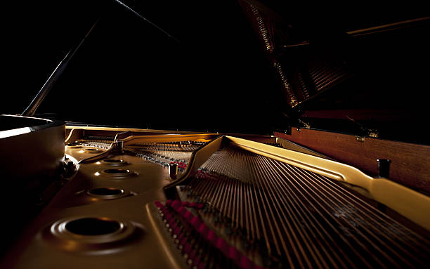 Concert piano inside stock photo
