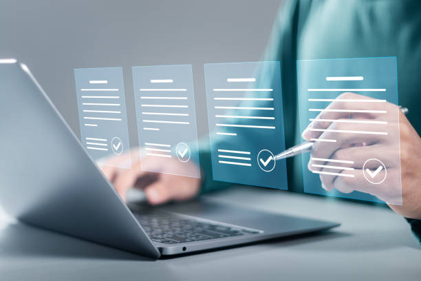 istock Electronic signature concept. Businessman sign electronic documents in digital documents, Signing contract to approve a business project, paperless document office. 1770128564