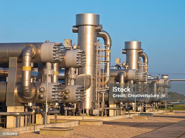 Natural Gas Processing Site Stock Photo - Download Image Now - Blue, Built Structure, Construction Industry