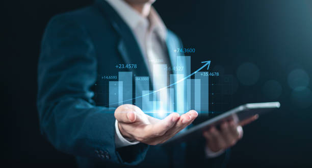 istock Business growth. Businessman analyzing economic growth graph and financial data, global economic trend analysis, planning business strategy, digital marketing. 1770131733