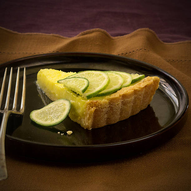 Creamy Lime Tart with Shortbread Crust stock photo