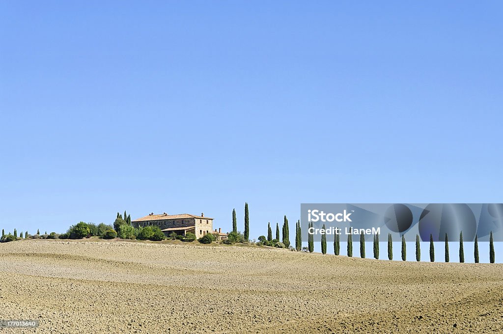 Farm in fall house in Tuscany in fall Agricultural Field Stock Photo