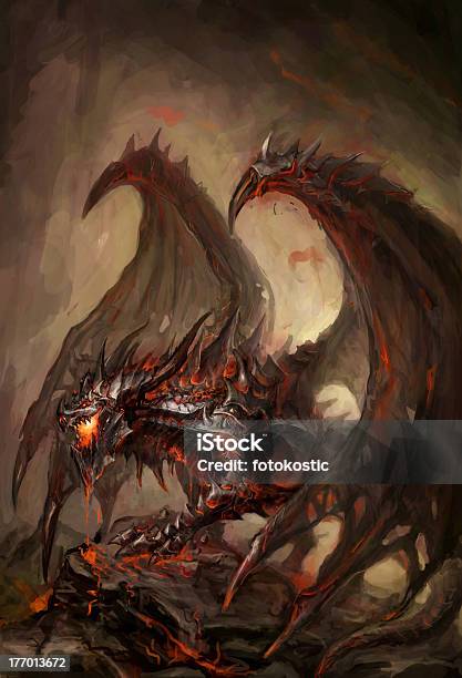 Armored Dragon Stock Illustration - Download Image Now - Dragon, Hell, Horned