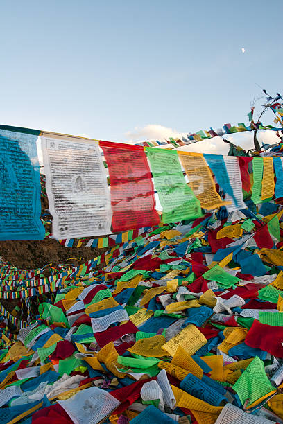 tibetan prayer flags stock photo