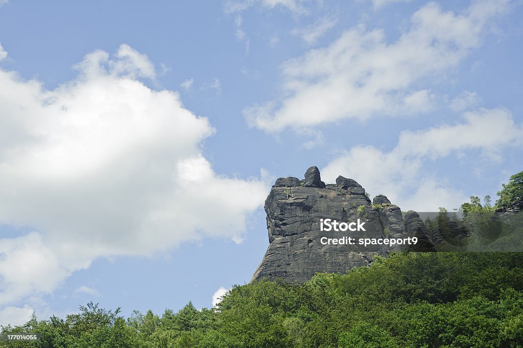 sandstone rocky with beautiful cloudscape in summer. sandstone rocky with beautiful cloudscape in summer ( saxon switzerland national park ) Agricultural Field Stock Photo