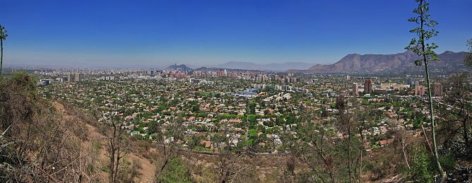 The panoramic view of Santiago city, Chile, South America
