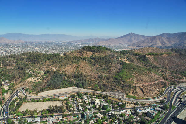 Panoramic view of Santiago from Torre Costanera, Chile, South America