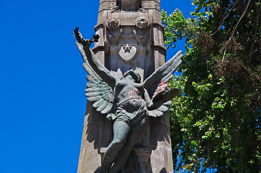 The statue in the center of Santiago, Chile, South America