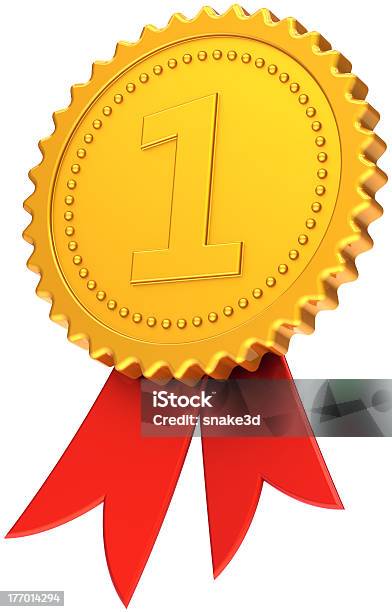 Medalha Primeiro Lugar Roseta Número Um Ícone Rosettaobject Name Optional - Fotografias de stock e mais imagens de Amarelo