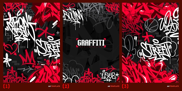 Abstract Graffiti Style A4 Poster Vector Illustration Art Template