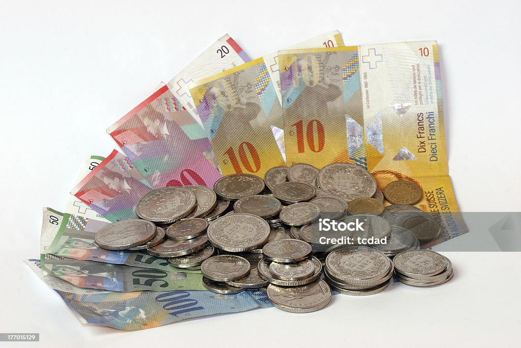 스위스 돈을 동전 - 로열티 프리 기부함 스톡 사진