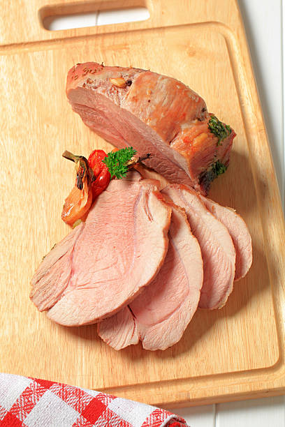istock Slices of roasted pork on a cutting board 177015141