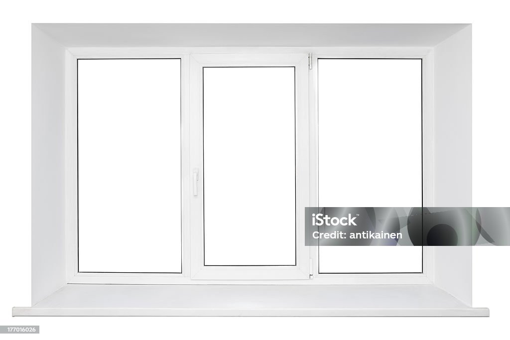 Plástico blanco amplia ventana - Foto de stock de Marco de ventana libre de derechos