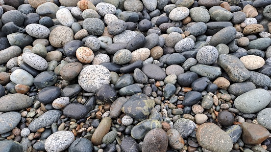 Natural colored pebbles at coconut beach, south bengkulu, indonesia