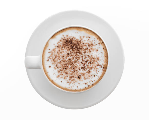 istock Cappuccino coffee in a coffee cup top view  isolated on white background. 1770162051
