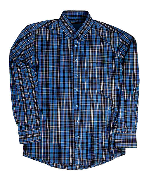 istock Man's blue cotton plaid shirt 177016257